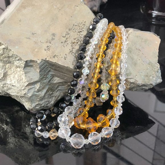 Upcycled Vintage Four-Strand Necklace, Mixed Beads, Czech Glass - Picture 3 of 7